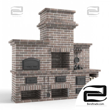 Barbecue and grill brick oven 03